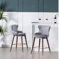 thumbnail image 2 of Roundhill Furniture Leland Fabric Upholstered Counter Height Wingback Stools, Set of 2, Gray, 2 of 15