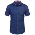 thumbnail image 4 of COOFANDY Mens Cotton Short Sleeve Button Down Shirts Collared Summer Denim Shirt, 4 of 5