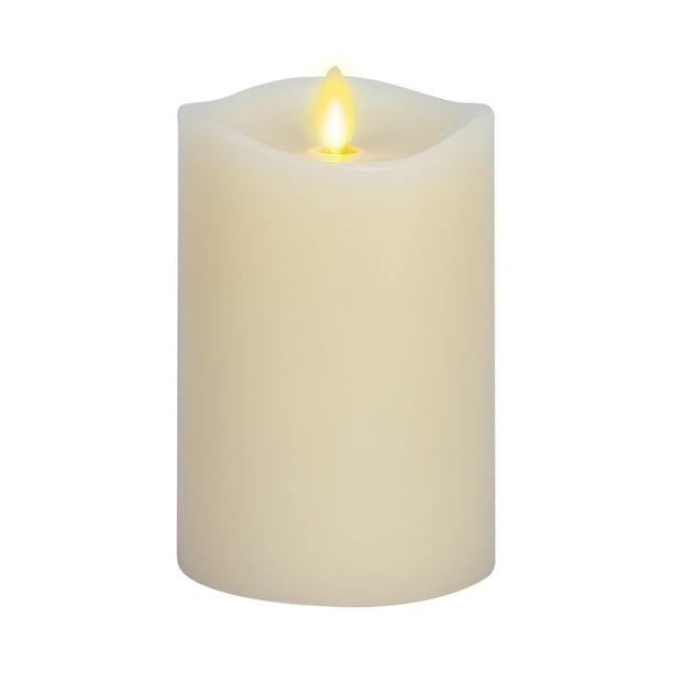 Matchless by Luminara Ivory Flameless Candle Pillar Melted Top Unscented 3.5" x 5.5