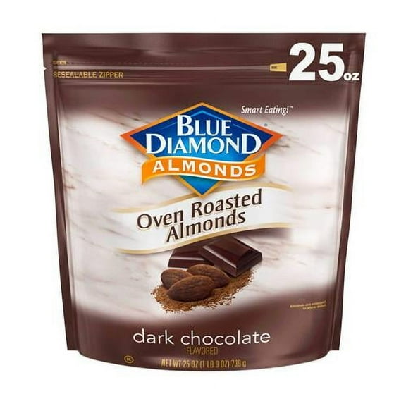 Blue Diamond Almonds Oven Roasted Dark Chocolate Flavored Snack Nuts, 25 Oz Resealable Bag (Pack Of 1) Packaging May Vary - Pack of 2
