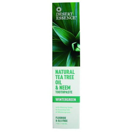 Desert Essence Natural Tea Tree Oil And Neem Fluoride-Free Toothpaste, Wintergreen, 6.25
