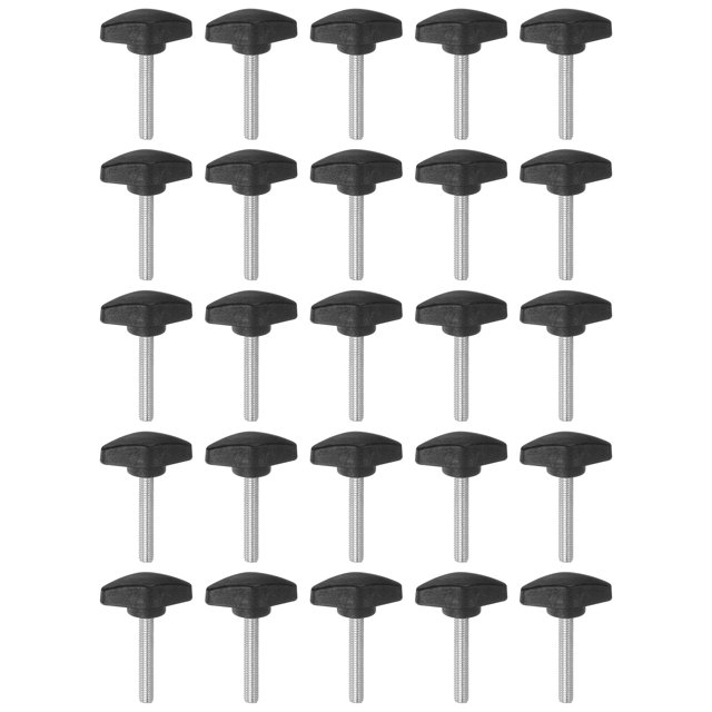 Unique Bargains 25 Packs M6 x 40mm Filet Mâle Tee Aile Boutons Pouce Vis Boutons de Serrage Poignée Noir