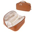 thumbnail image 1 of Bolsa de cosméticos ETTP de piel sintética impermeable de gran capacidad, color marrón, 1 of 7