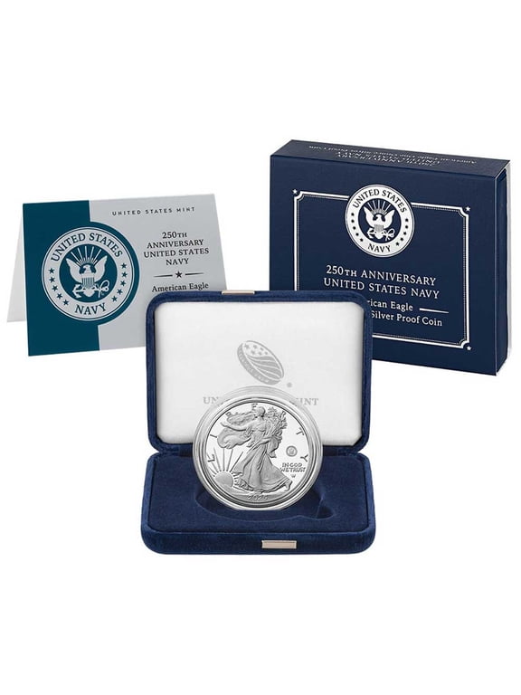 Collectible 2025-S $1 1-oz Proof American Silver Eagle Navy Privy OGP & COA 250th Anniversary