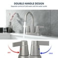 thumbnail image 2 of Bathroom Faucet Brushed Nickel 2-Handle Bathroom Sink Faucet 360 Degree High Arc Swivel Spout Centerset 4 Inch Vanity Faucet RV Bathroom Faucet 3 Holes Lavatory Faucet, 2 of 7