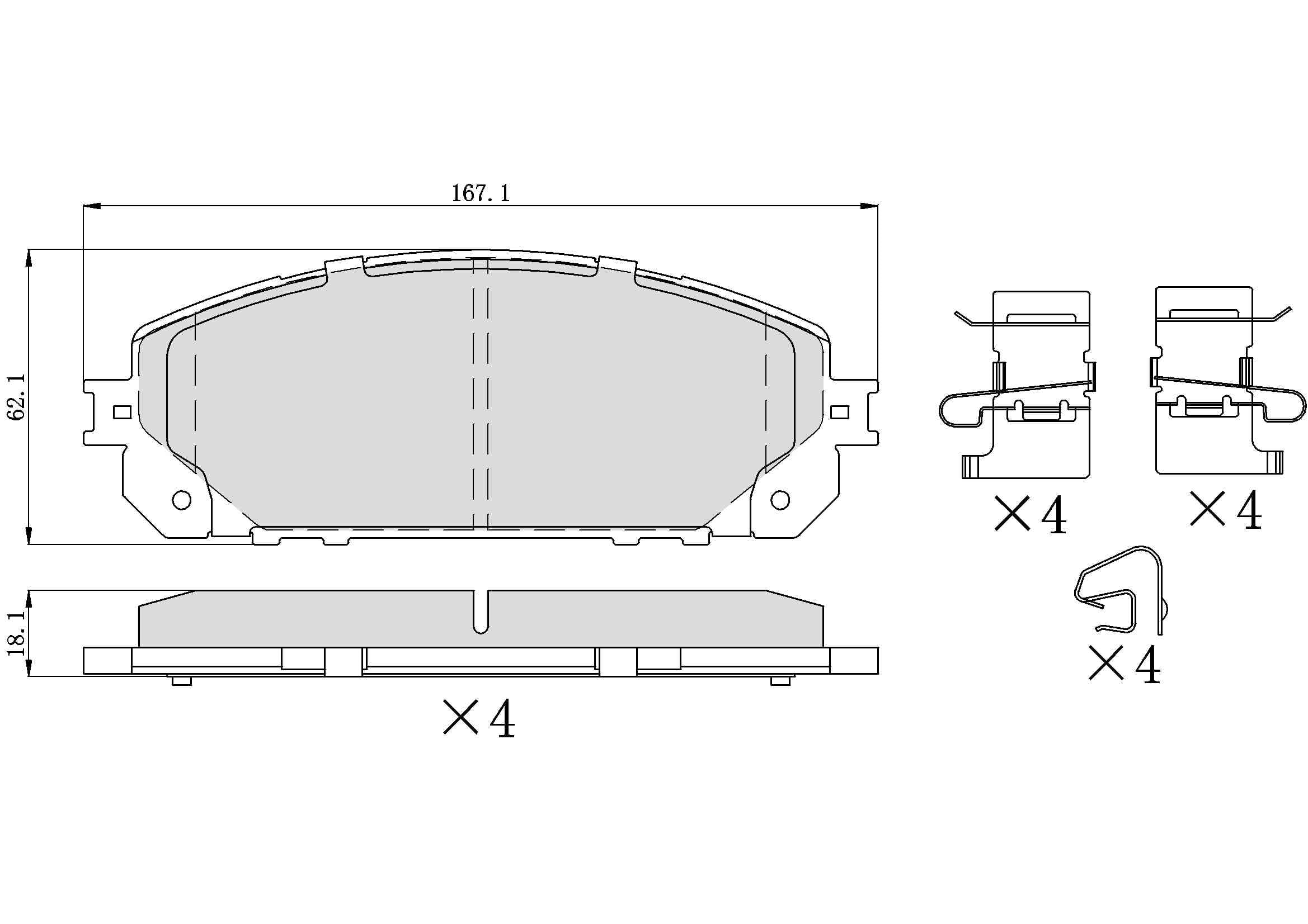 Winstop Brake Pad Set, Front WS.1709.0.C, Jeep Cherokee 2015-2014