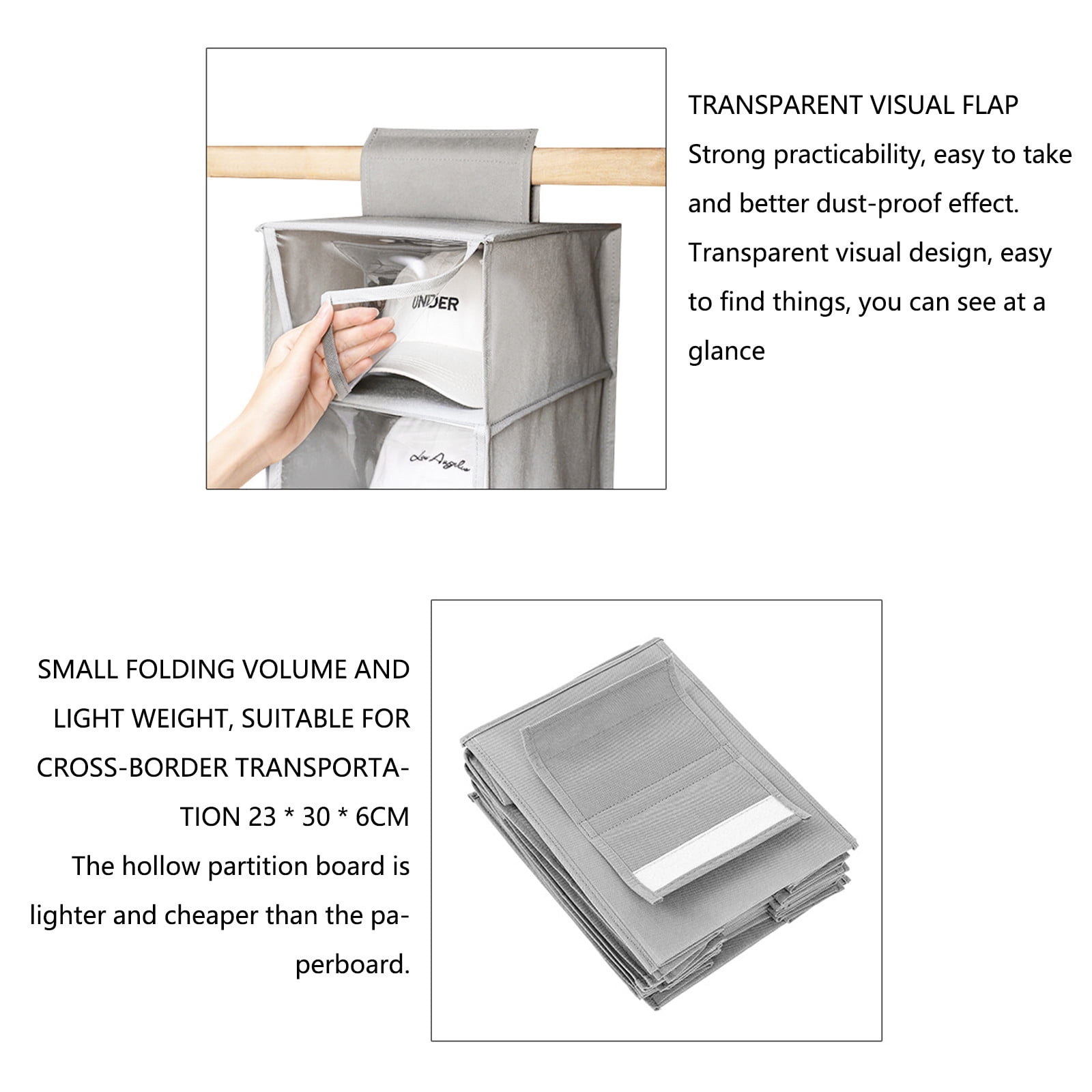 Wovilon Storage Bags Non Woven 10 Layer With Transparent Cover Hat Storage Hanging Bag Baseball Cap Storage Bag Shoe Storage Bag
