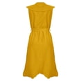 thumbnail image 5 of IDALL Robes d'Été, Robes Petites Femmes Col en V Manches Courtes à Volants Longue Robe Lacée Élégante, Robe Ajustée et Évasée, Robes Femmes Robe Jaune 2TG, 5 of 5