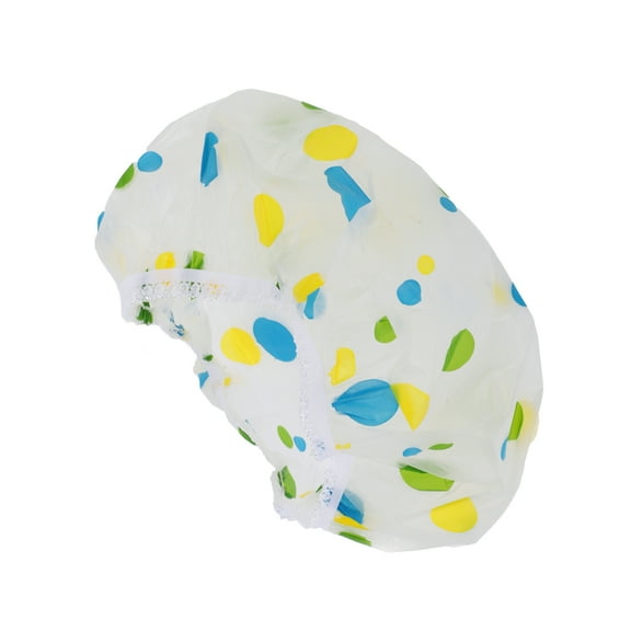 Unique Bargains 1 Pc Women Dots Pattern Shower Cap for Bathroom Business Travel Vacation Hotel Blue Green EVA
