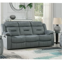 JERFIT Modern Velvet Recliner Sofa with USB Charging, Manual Recliner Couch for Living Room, Plush Headrest & Arm Pillows, Dark Grey