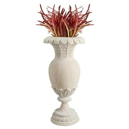 Design Toscano Versailles Floral Oviform Urn Replicating the grand design of the court of Versailles  this stunning piece is an artistic  grand-scale  architectural element. Fraught with exquisite detail from its breathtaking acantus leaf neck and waist to the stately egg and dart plinth  it is just as impressive displayed alone as filled with your lush greenery. Cast in quality designer resin for display in home or garden  this over 2-foot-tall  Design Toscano-exclusive masterpiece boasts an exquisite faux stone finish. Imagine a pair flanking an entry or grand staircase! 12 dia.x25½ H. 14 lbs.