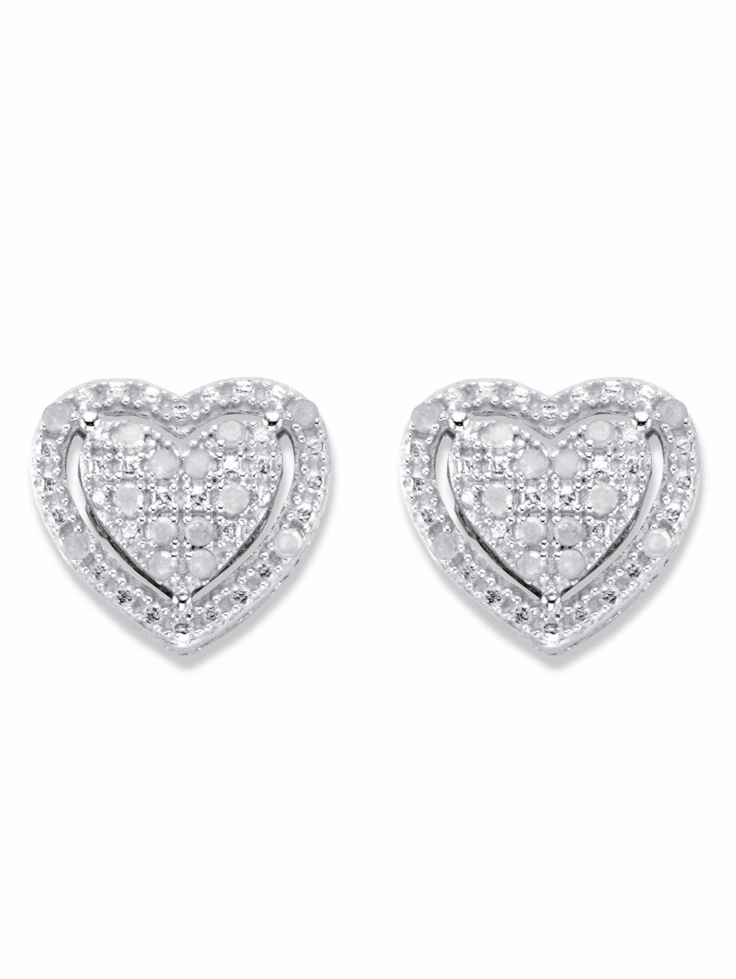 Round Cut White Cubic Zirconia Heart Stud Earrings in14K Rose Gold Over Sterling Silver 0.3 cttw 