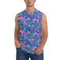 thumbnail image 2 of Lsque Colorful Mushrooms Print Men's Cotton Blend Sleeveless Muscle Shirts (S-3XL)- Moisture Wicking, Odor Protection, UPF 30+,3X-Large, 2 of 8