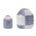 thumbnail image 4 of Melrose Etched Checker Ceramic Bud Vase - 6.5" - White and Blue - Set of 2, 4 of 4