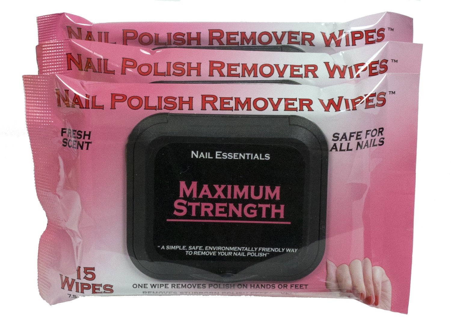 Nail Essentials Nail Polish Remover Wipes Maximum Strength 3 Pack