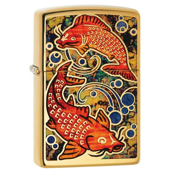 Zippo Lighter: Koi Fish, Fusion - High Polish Brass 80694