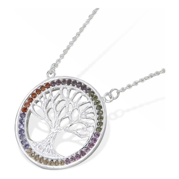 Collar De Árbol De La Vida De Plata 925 Con Piedra Imperial Jewelry 45 cm 4.3 Gramos