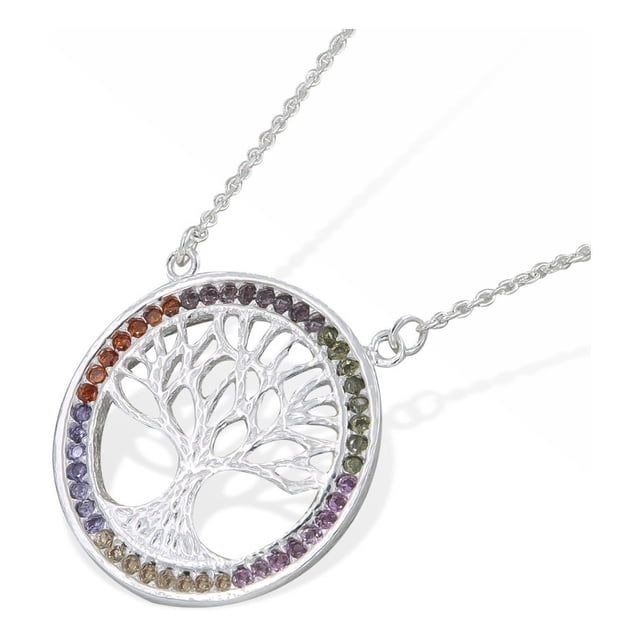 Collar De Árbol De La Vida De Plata 925 Con Piedra Imperial Jewelry 45 cm 4.3 Gramos