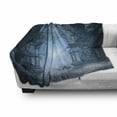 thumbnail image 2 of Fantasy Soft Flannel Fleece Throw Blanket, Passage Doorway Through Enchanted Foggy Palace Garden at Night View, Cozy Plush for Indoor and Outdoor Use, 50" x 60", Navy Blue and Grey, by Ambesonne, 2 of 5