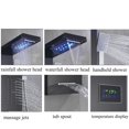 thumbnail image 3 of CES Bathroom Shower Panel System Shower Tower with LED Rainfall Waterfall Shower Head 5-Function Shower Faucet Rain Massage System with Body Jets, Matte Black, 3 of 9