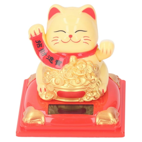 Japanese Lucky Cat Car Decoration, Solar Powered Waving Fortune Cat Welcome Gift Durable Plastic Exquisite Craftsmanship Energy Efficient