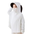 thumbnail image 3 of ZHOGXU Kids Girls Boys Summer Hooded Coat Long Sleeve Solid Color Zip Up Sun Protection Lightweight Breathable Loose Fit Jacket Top For Outdoor Activities,White,14-16 Years, 3 of 3