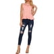 thumbnail image 2 of INSPIRAR CHIC Blusa sin mangas de encaje transparente con peplum y cuello redondo para mujer XL Rosa claro, 2 of 8