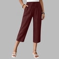 thumbnail image 2 of BUIGTTKLOP Capris Pants for Women Casual Summer 2026 Straight Wide Leg Loose Drawstring Elastic Waist Cropped Trouser, 2 of 6