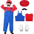 thumbnail image 2 of Satmonnus Super Brothers Costume Halloween Cosplay Jumpsuits with Hat and Mustaches, Festivals and Carnivals, Fancy Dress Outfits Halloween Costumes, Family Matching Halloween Cosplay Outfits, 2 of 8