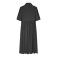 thumbnail image 4 of QUYUON Women’s Pockets Midi Dress Summer Casual Button Short Sleeve Crew Neck Flowy Dress Pleated A-Line Maxi Beach Sun Dress Style A-135 Holiday Wedding Guest Mid-Length Dresses, 4 of 6
