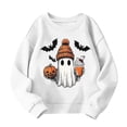 thumbnail image 5 of HAOTAGS Girls Halloween Printed Fleece Sweatshirt — Soft Brushed Cotton Blend, Relaxed Fit, Round Neck, Long Sleeve White Size 9, 5 of 6