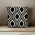 thumbnail image 2 of Square Decorative Throw Pillows Cushion Covers Cotton Linen Black& Beige Stripes Modern Geometry Print Home Pillowcases 18 X 18 Inch,4 Pack, 2 of 4