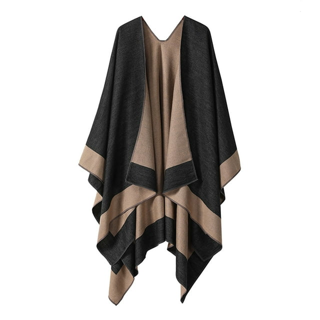 Wraps Womens Color Blocking Autumn Winter Windproof Warm Cloak Shawl Shawl Cardigan Shawl Wraps