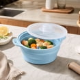 thumbnail image 3 of Collapsible Silicone Steamer Pot for Microwave, Foldable Vegetable Steamer with Perforated Tray, Space-Saving Kitchen Cookware with Cool-Touch Handles, 3 of 7