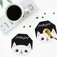 thumbnail image 5 of Disketp Cat Meow Funny Coasters,6 Pcs Leather Coasters With Holder, Perfect Housewarming Hostess Gifts,Protect Furniture From Water Marks Scratch And Damage, 5 of 9