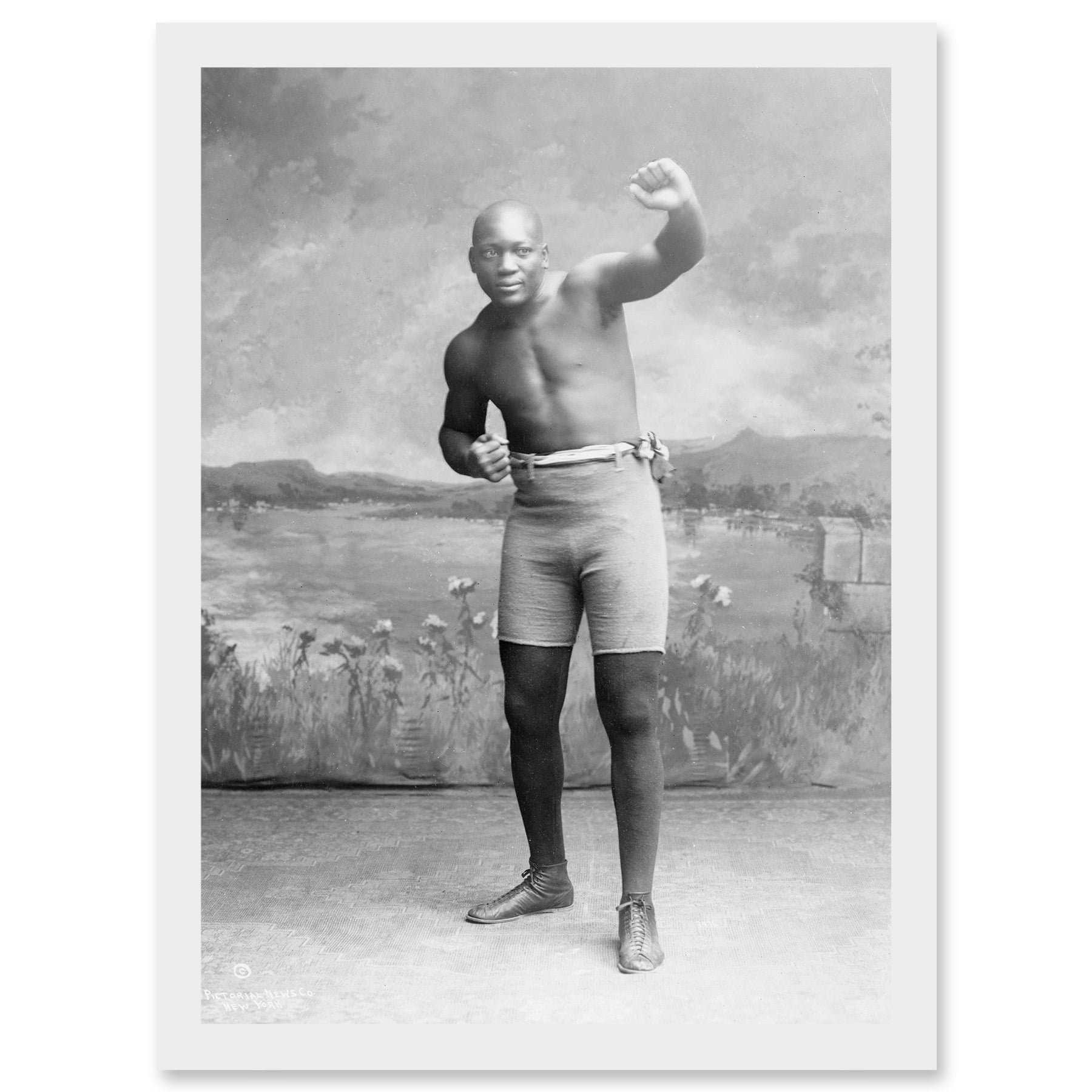 Jack Johnson モノクロポスター Boxer Jack Johnson Champion Of The World Retro 1909 Boxing
