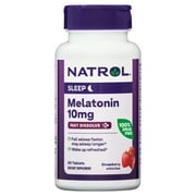 Natrol Sleep Melatonin Fast Dissolve Tablets, Nighttime Sleep Aid, Strawberry Flavor, 10mg, 60 Count