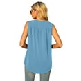 thumbnail image 3 of Uvplove Women's Summer Sleeveless Chiffon Tank Tops Loose Casual V Neck Shirt Blue S-2XL, 3 of 7