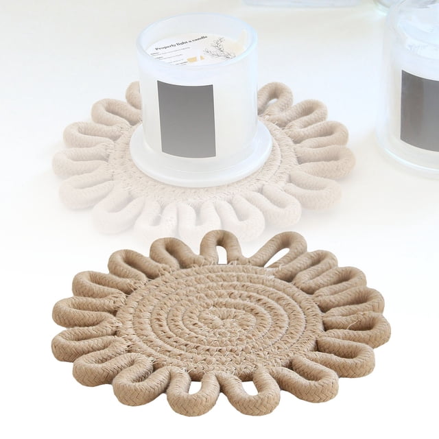 Weaving Heat Thermal Pad for Home Daily Necessities Flower Shape Dining Rope Handmade Pot Mat