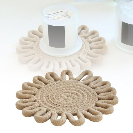 

QYY Weaving Heat Thermal Pad Home Daily Necessities Flower Shaped Dining Rope Handmade Pot Pad