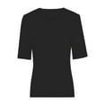 thumbnail image 2 of Women's Short Sleeve V Neck Casual Basic Solid Color Pullover Lightweight Soft Knit T-Shirt Tops, 2 of 5
