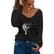 thumbnail image 2 of Camiseta de manga larga con cuello en V para mujer a la moda, blusa suelta con estampado de otoño Fridja  fjkfkj4334, 2 of 5