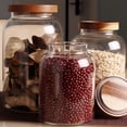 thumbnail image 3 of Tarro de vidrio con tapa hermética de madera, juego de 3 tarros de almacenamiento de vidrio grandes, tarros dispensadores de cereales sin BPA para harina, pasta de espagueti, 3 of 5