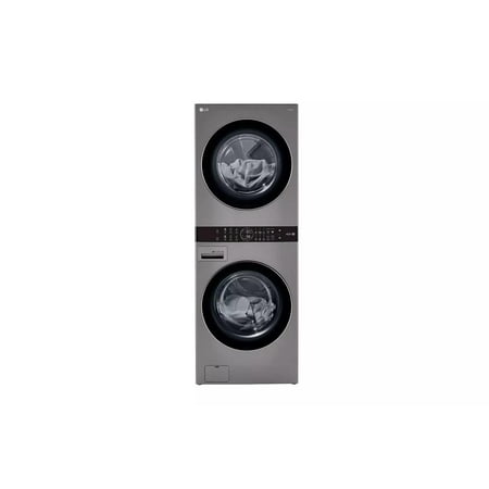 LG - 4.5 Cu. Ft. HE Smart Front Load Washer and 7.4 Cu. Ft. Gas Dryer WashTower with Steam and Built-In Intelligence - Graphite Steel