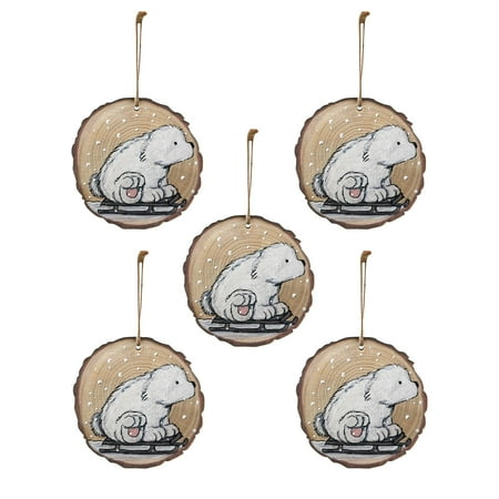 

Lovely Christmas Round Wooden Hanging Animal Print Pendant GO4
