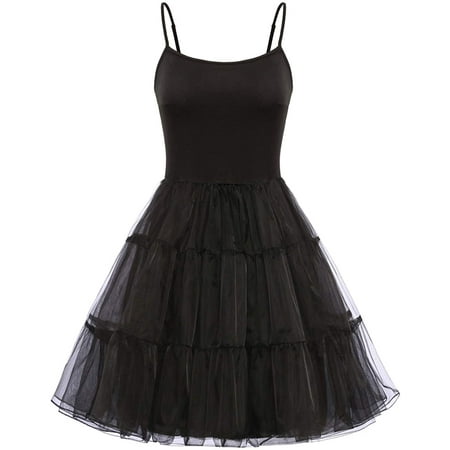 Women’s Underdress Spaghetti Strap Full Slip 1950s Vintage Petticoat Crinoline Tutu Underskirts