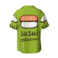 thumbnail image 2 of KLL Fresh Sushi Print Men's Shirt Short Sleeve Button Down Summer Cuba Beach Shirts- Large, 2 of 7