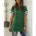 thumbnail image 5 of TEMOFON Womens Tops Summer Crewneck Tshirts Striped Short Sleeve Blouse Loose Casual Tunic Tops Green Tees 2025, 5 of 6