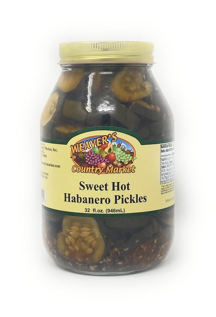 Weaver's Country Market Sweet Hot Habanero Pickles (2 Quart Jars