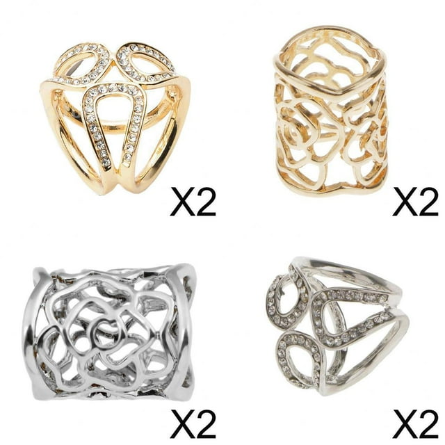 8 Piezas De Moda Para Mujer, 3 Anillos De Diamantes De Imitación, Bufanda, Anillo, Clip, Tobogán Yuyangstore anillos de bufanda de diamantes de imitación de las mujeres